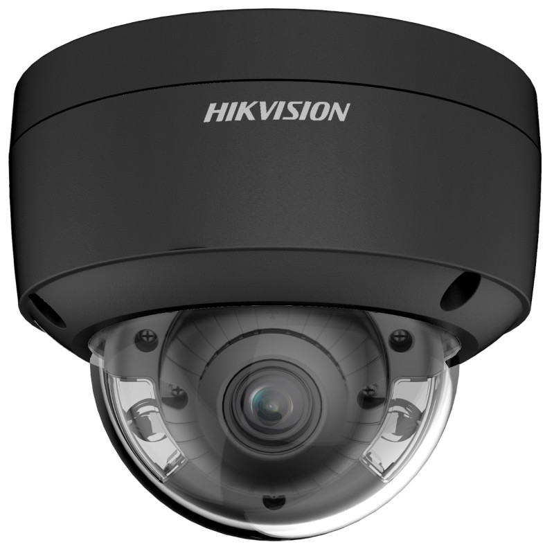 Hikvision DS-2CD2147G2-LSU-B (2.8mm)(C) 4 MP WDR fix ColorVu AcuSense IP dómkamera; láthatófény; hang I/O; riasztás I/O; mikrofon; fekete