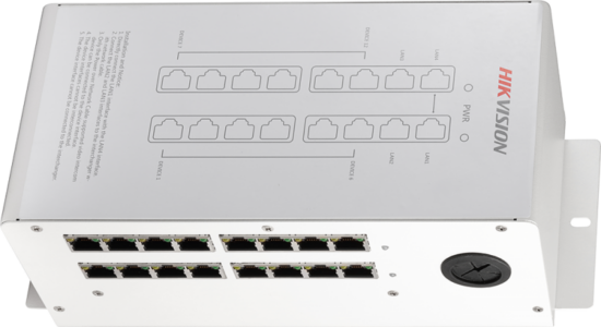 Hikvision DS-KAD612 Disztribútor egység kaputáblákhoz és lakáskészülékekhez; beépített tápegység; 16x100 Mbps