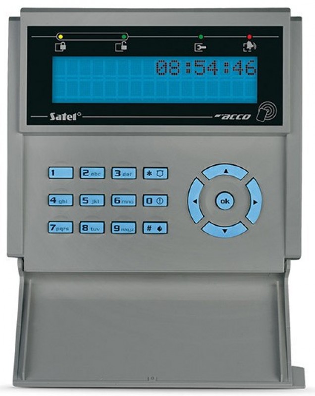 Satel ACCO-KLCDR-BG LCD kezelő; beépített kártyaolvasóval