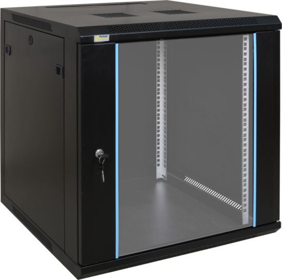 Pulsar RW1266 19 12U 600x600 fali rack szekrény; készre szerelt; fekete